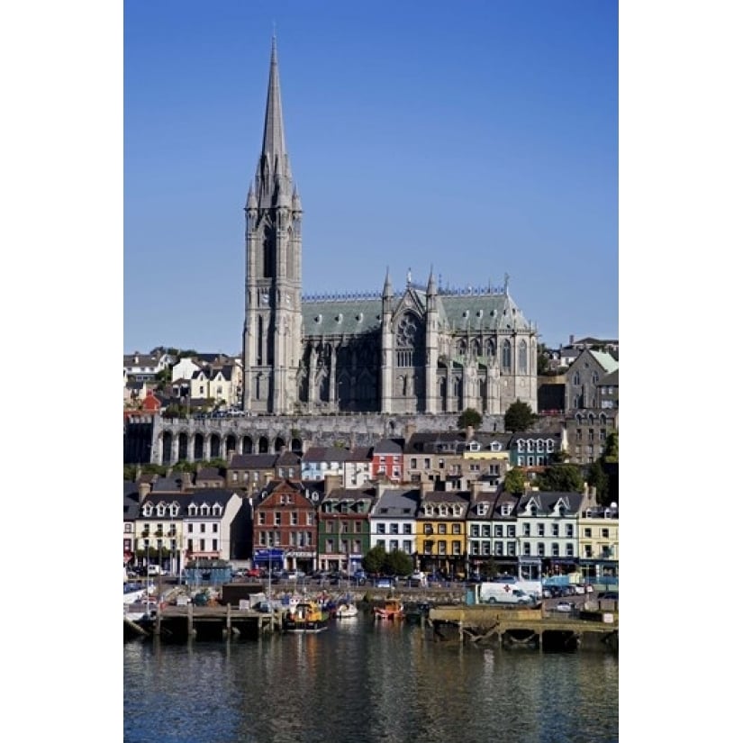 Immigrant Embarkation Harbour Terraced Houses and St Colmans Cathedral Cobh County Cork Ireland Print by Panoramic Image 1