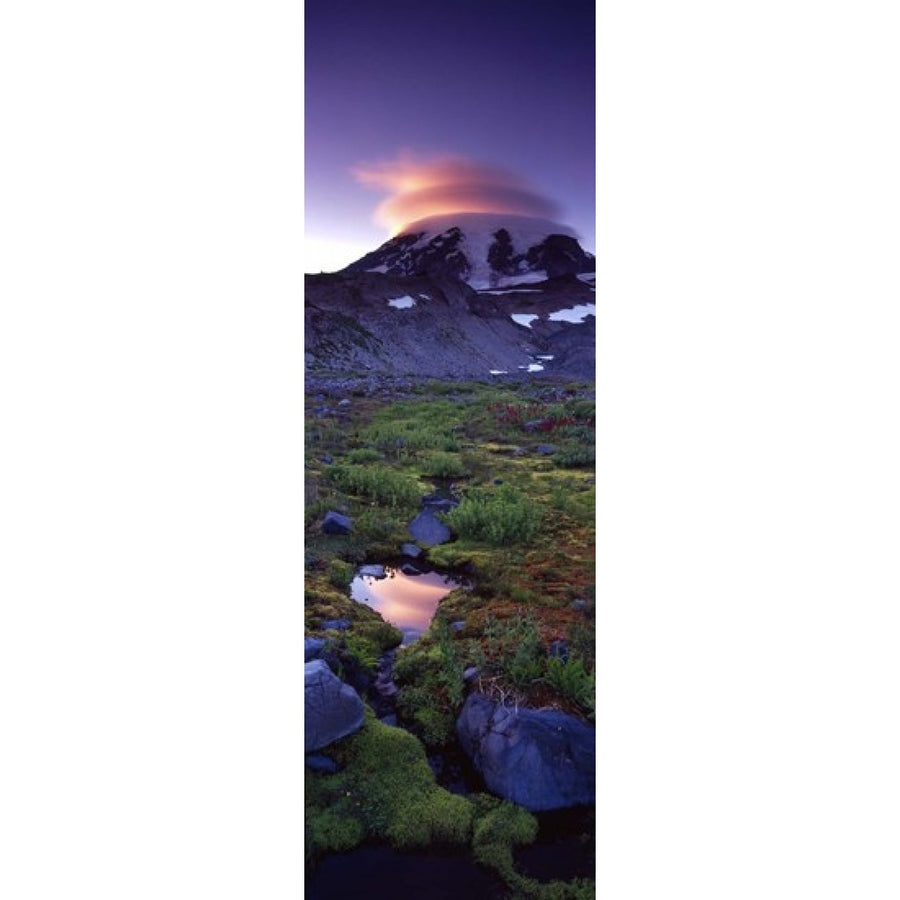 Clouds over a snowcapped mountain Mt Rainier Washington State USA Poster Print (18 x 6) Image 1