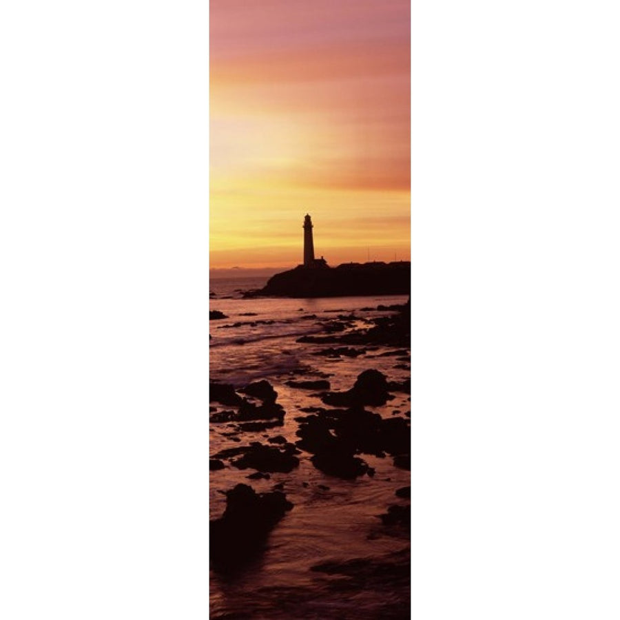 Silhouette of a lighthouse at sunset Pigeon Point Lighthouse San Mateo County California USA Poster Print (18 x 6) Image 1