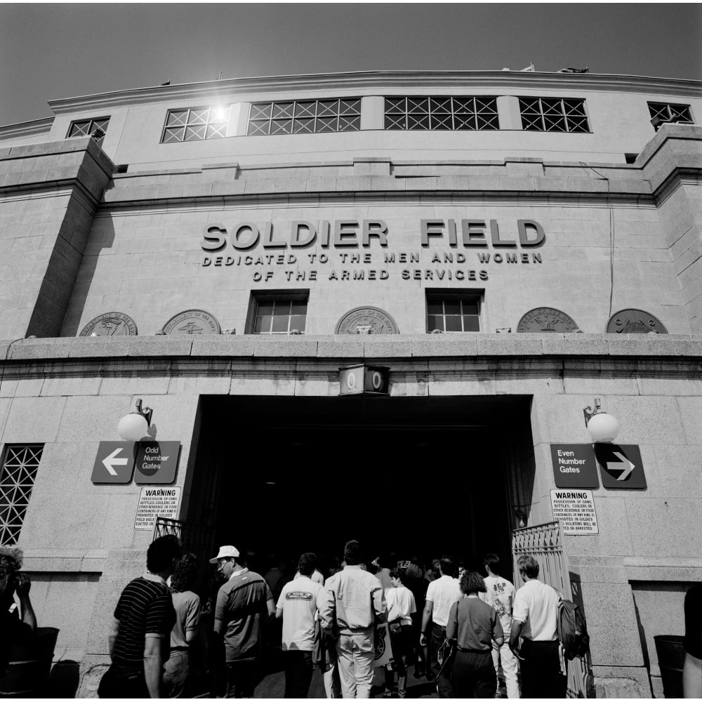 Spectators entering a football stadium Soldier Field Lake Shore Drive Chicago Illinois USA Poster Print (24 x 24) Image 1