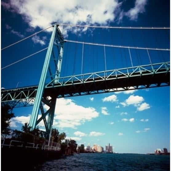 Ambassador Bridge Detroit River Michigan Poster Print by Panoramic Images (12 x 13) Image 1