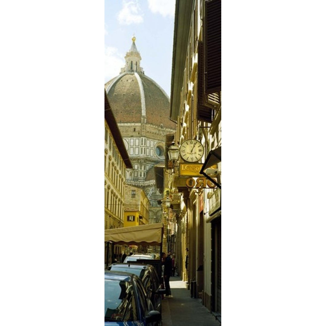 Cars parked in a street with a cathedral in the background Via Dei Servi Duomo Santa Maria Del Fiore Florence (36 x 13) Image 1