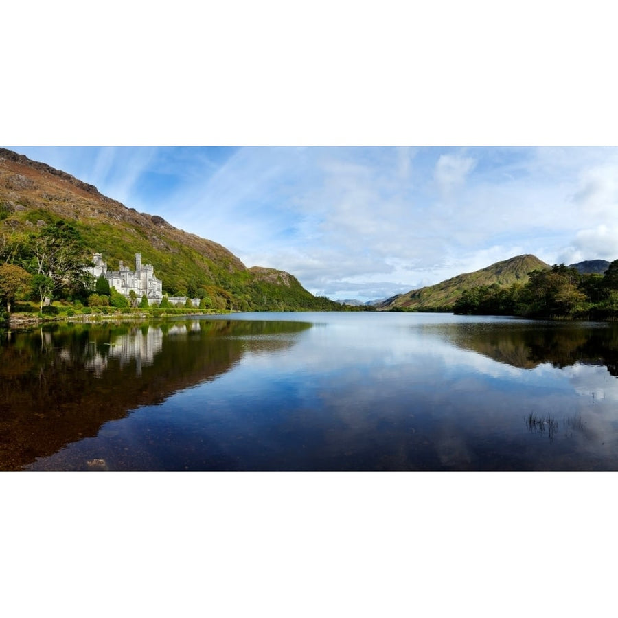 Abbey on the banks of Fannon Pool Kylemore Abbey Connemara County Galway Republic of Ireland Poster Print (27 x 9) Image 1