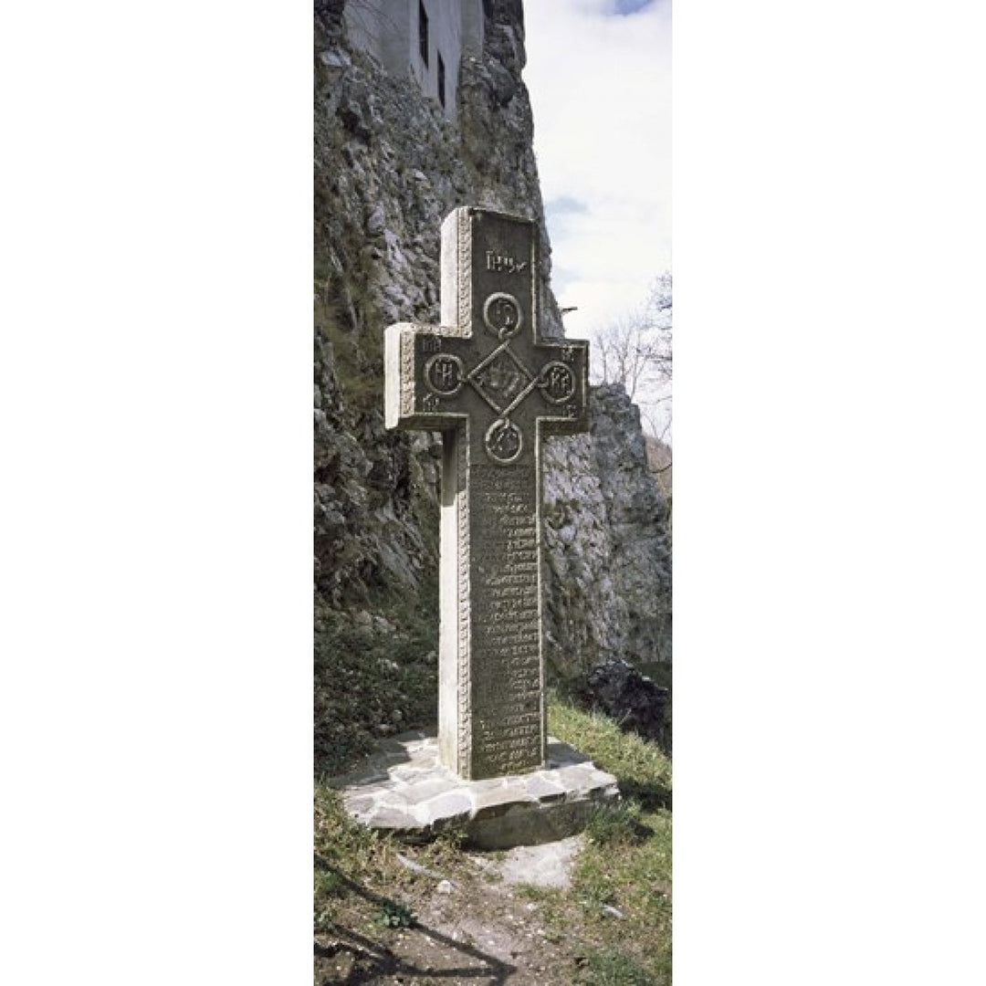 Stone cross at a castle Bran Castle Brasov Transylvania Mures County Romania Poster Print (18 x 7) Image 1