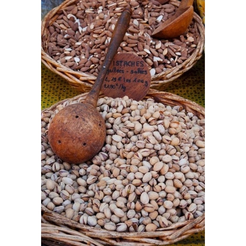 Pistachios for sale at weekly market St.-Remy-de-Provence Bouches-Du-Rhone Provence-Alpes-Cote dAzur France Print Image 1