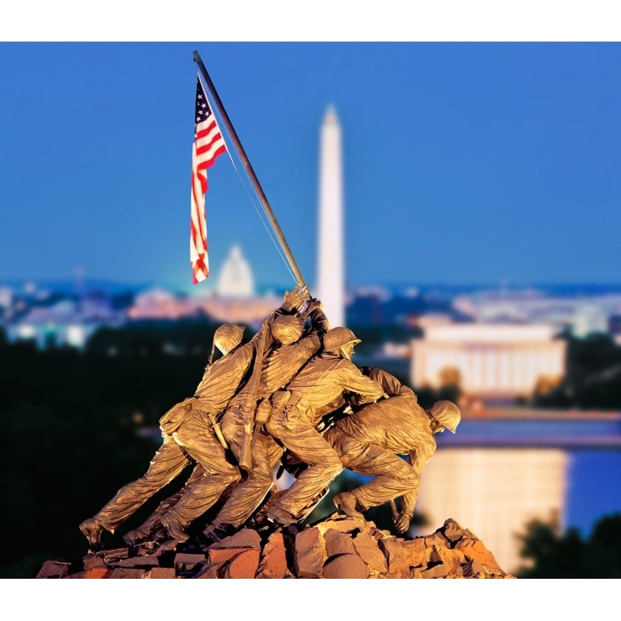 Digital Composite Iwo Jima Memorial with Washington Monument in the background Image 1