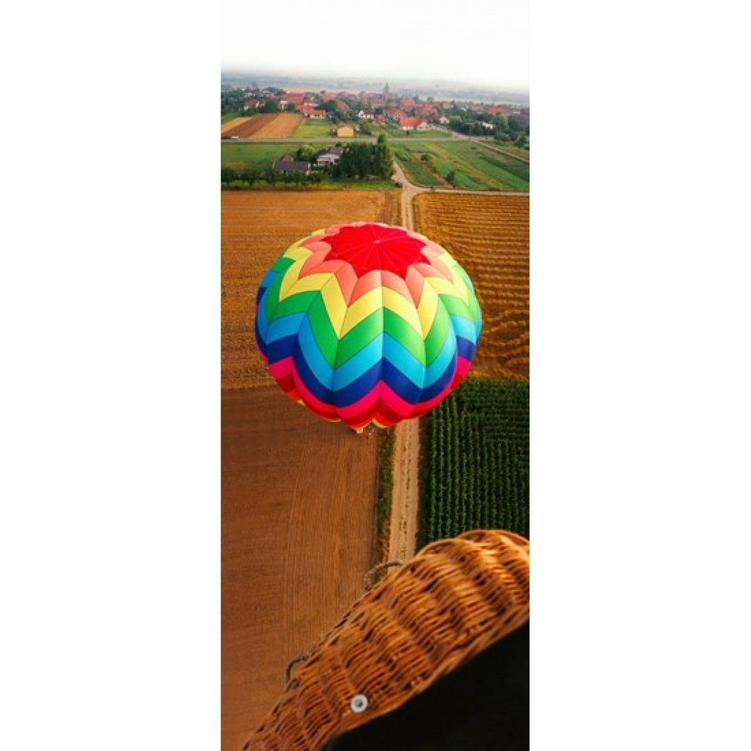 High angle view of a hot air balloon on field Metz Moselle Lorraine France Poster Print (15 x 6) Image 1