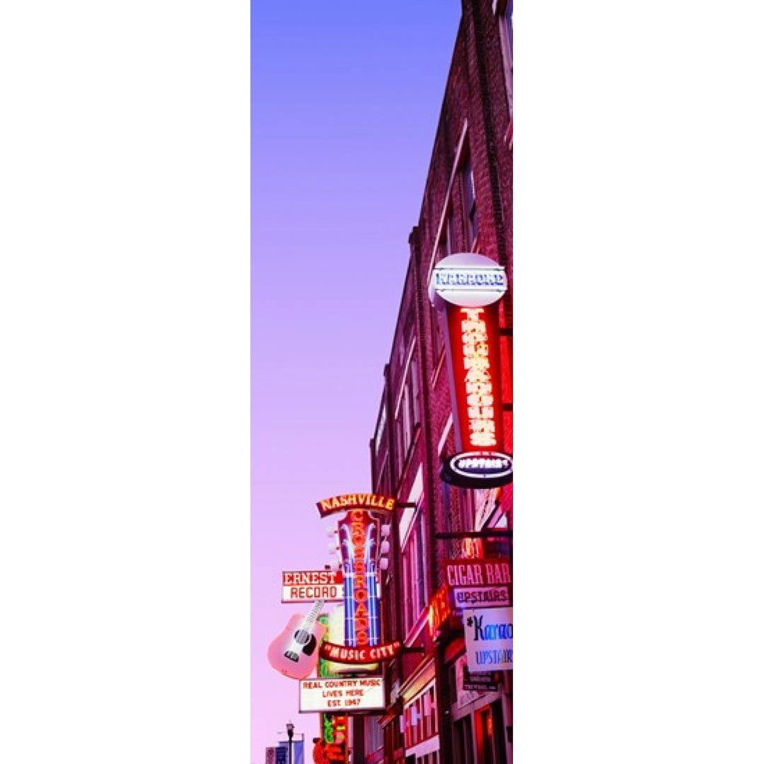 Neon signs at dusk Nashville Tennessee USA Poster Print (18 x 7) Image 1