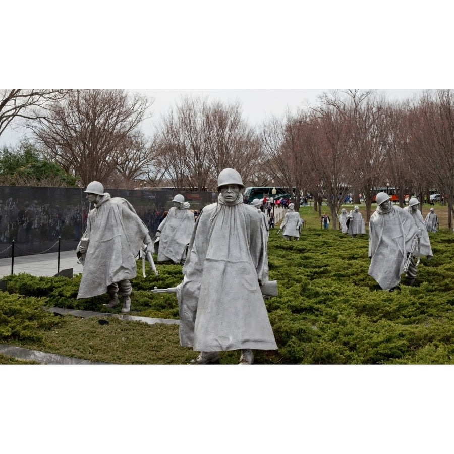 Statues of soldiers at a war memorial Korean War Memorial The Mall Washington DC USA Poster Print (20 x 12) Image 1