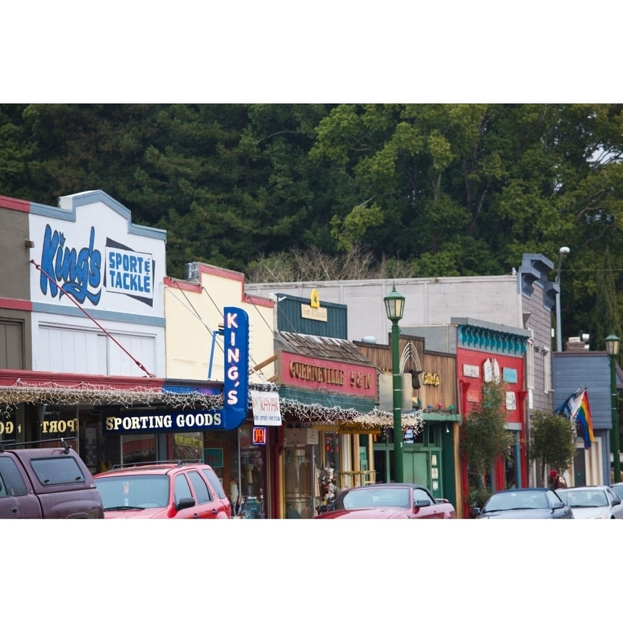 Cars parked outside stores in a city Guerneville Russian River Valley Sonoma County California USA Poster (27 x 9) Image 1