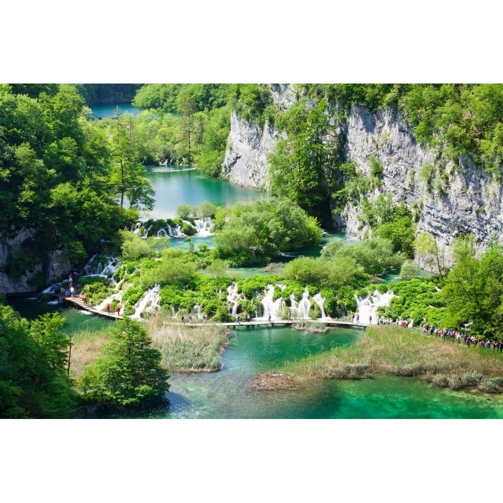 High angle view of lakes Gavanovac Lake Milanovac Lake Plitvice Lakes National Park Croatia Poster Print (27 x 9) Image 1