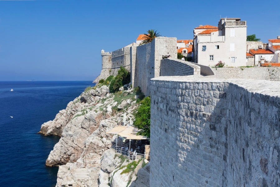 Cafe below the city wall at old town of Dubrovnik Dalmatia Croatia Poster Print (36 x 12) Image 1