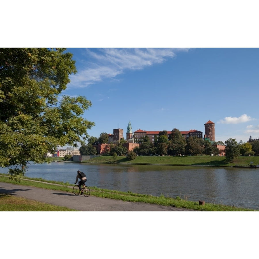 The River Wisla passing the 11th Century Royal Castle Wawel Hill Krakow Poland Poster Print (27 x 9) Image 1