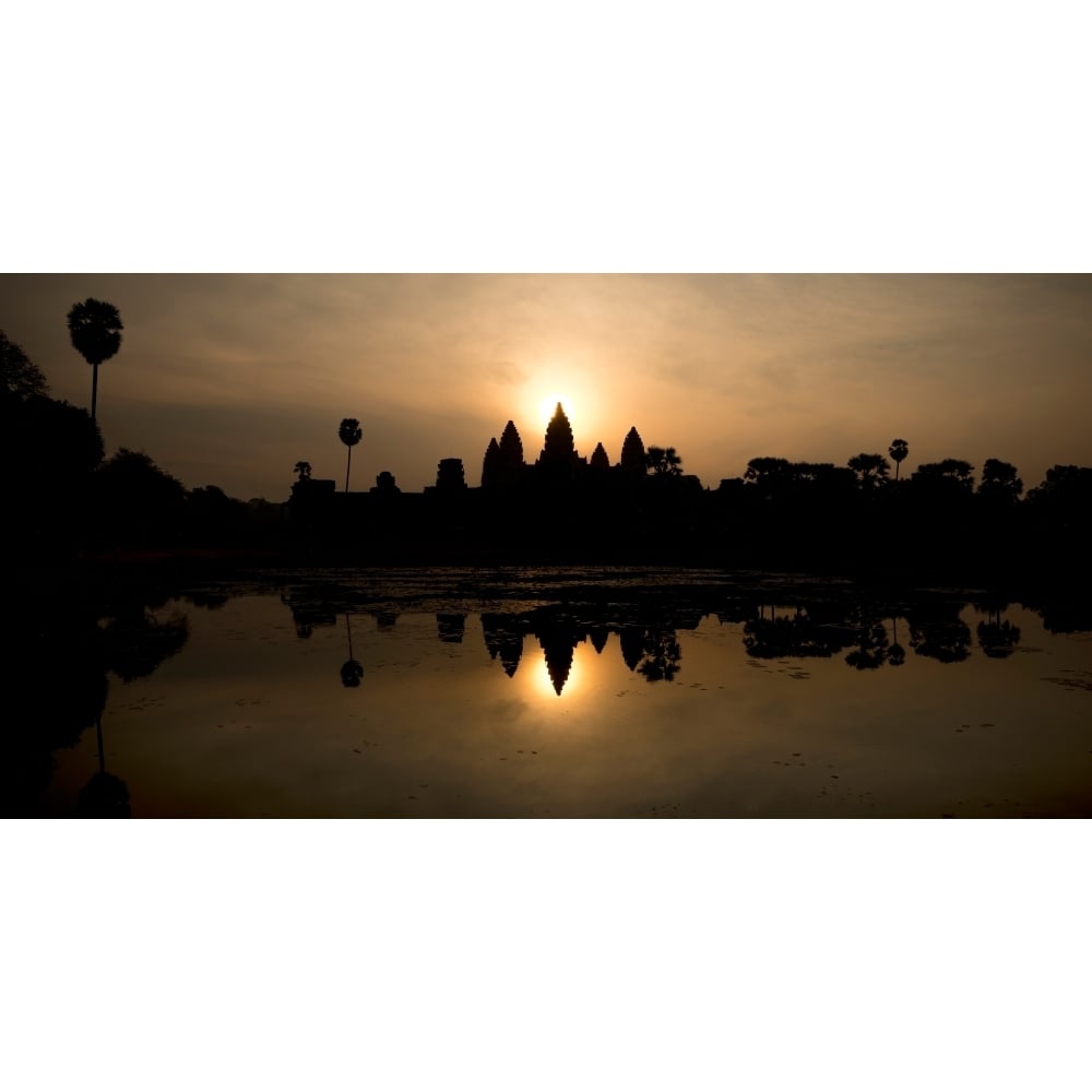 Temple at the lakeside Angkor Wat Angkor Thom Siem Reap Angkor Cambodia Poster Print (12 x 36) Image 1