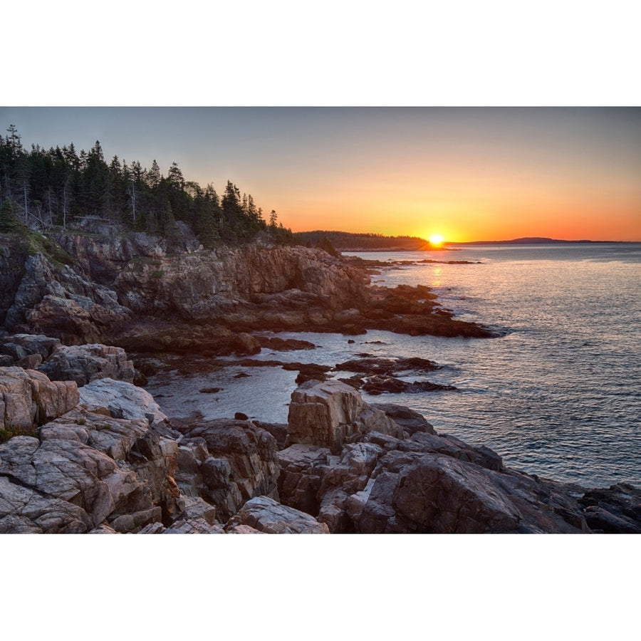 Rocks on the coast at sunrise Little Hunters Beach Acadia National Park Maine USA Poster Print (36 x 12) Image 1