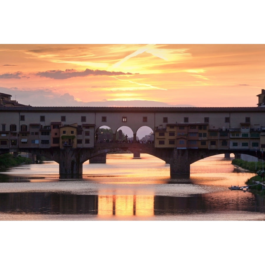 Ponte Vecchio bridge at sunset Arno River Florence Tuscany Italy Poster Print (27 x 9) Image 1