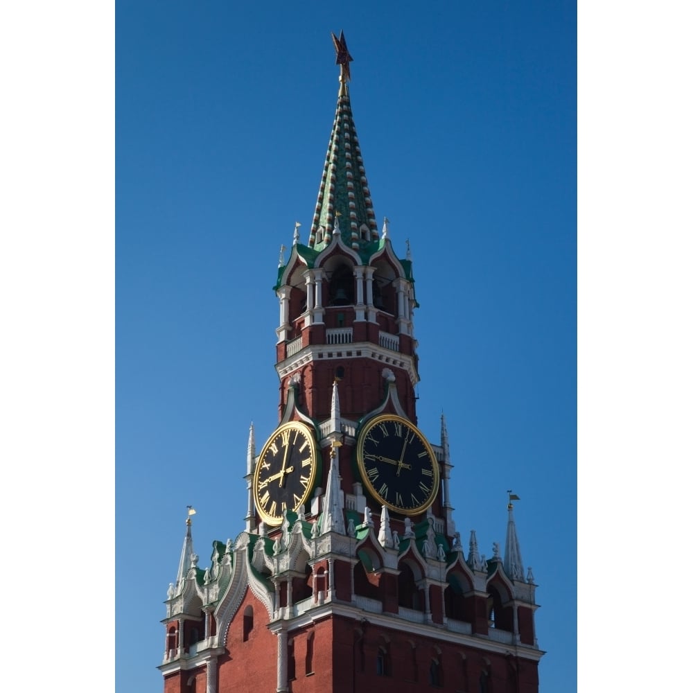 Low angle view of the Spasskaya Tower Kremlin Red Square Moscow Russia Poster Print (27 x 9) Image 1