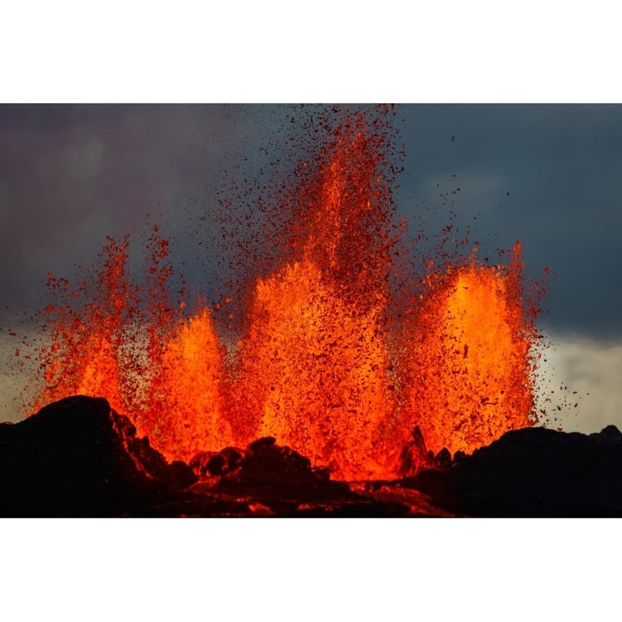 Lava fountains at the Holuhraun Fissure eruption near Bardarbunga Volcano Iceland Poster Print (36 x 12) Image 1