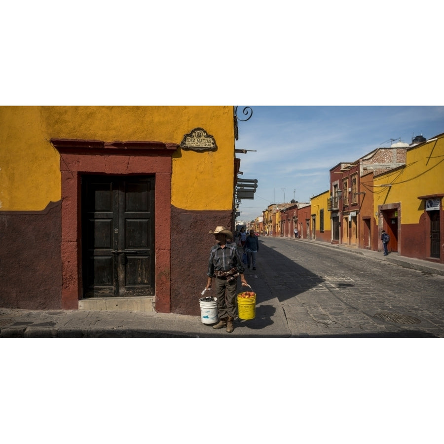 View of houses along a street San Miguel De Allende Guanajuato Mexico Poster Print (36 x 12) Image 1