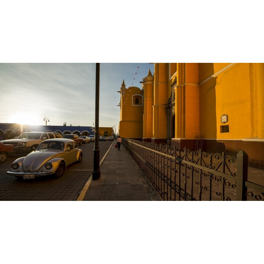 Volkswagen Beetle car on street Parroquia De San Pedro Cholula Puebla Province Mexico Poster Print (27 x 9) Image 1