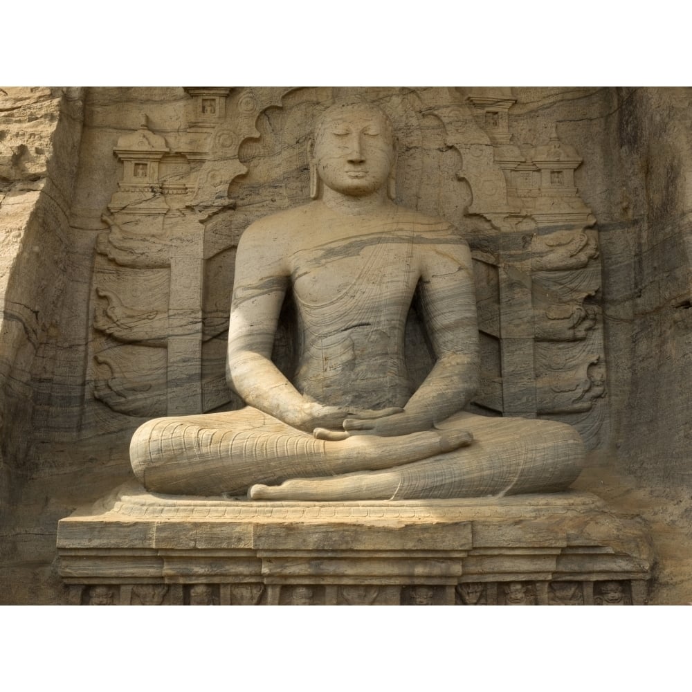 Buddha figure representing the dhyana mudra carved from single rock face at Gal Vihara Polonnaruwa North Central 12 x 16 Image 1