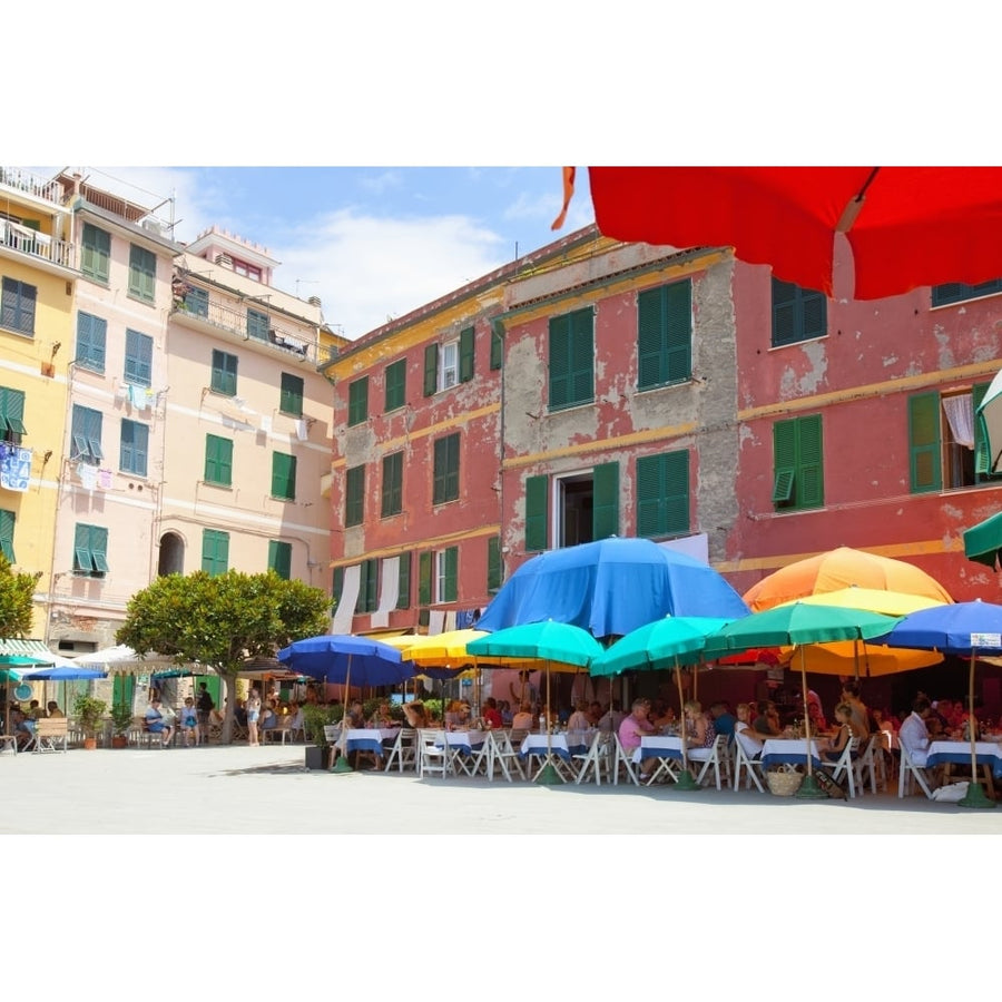 Italy Liguria Cinque Terre Vernazza - People in Restaurants Poster Print (36 x 12) Image 1