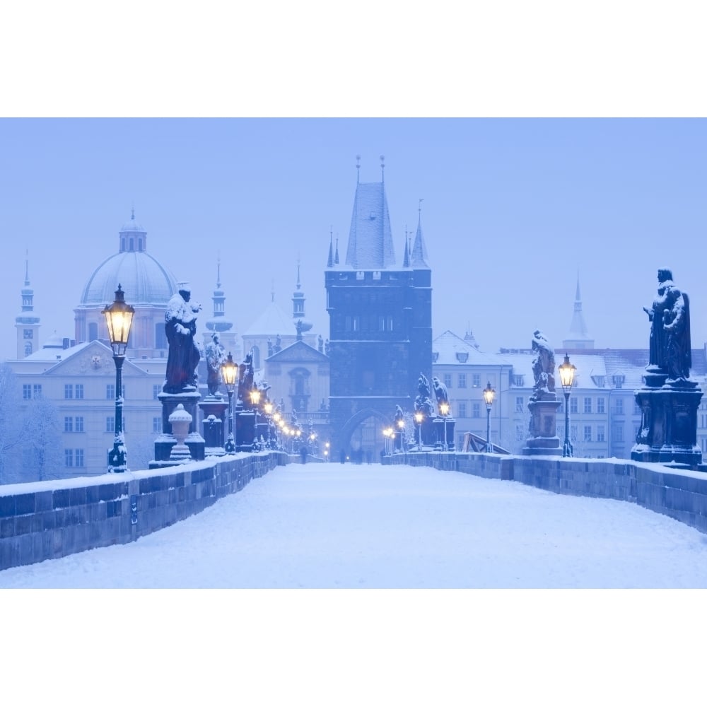 Czech Republic Prague - Charles Bridge in winter. Poster Print (27 x 9) Image 1