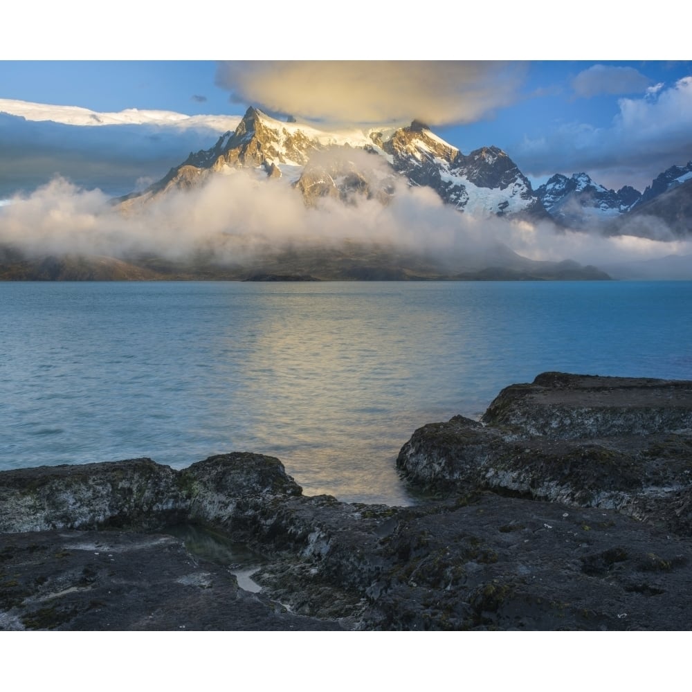 Morning clouds over Paine Grande and Lake Pehoe Torres Del Paine National Park Chile Poster Print (9 x 27) Image 1