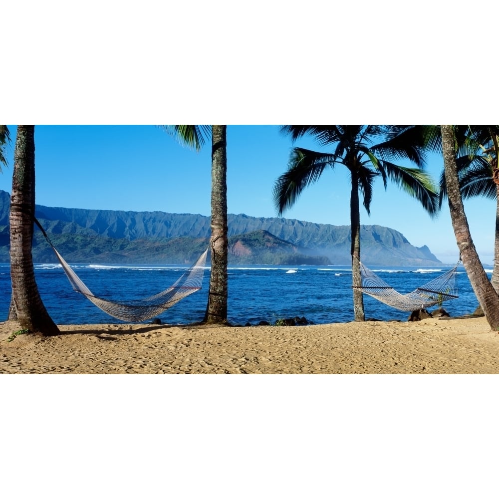 Hammocks Hanalei Bay Kauai Hawaii Poster Print (12 x 36) Image 1