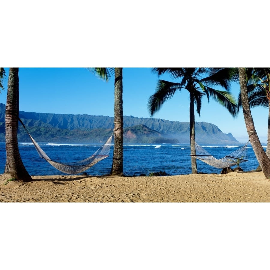 Hammocks Hanalei Bay Kauai Hawaii Poster Print (12 x 36) Image 1