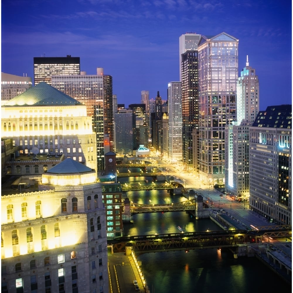 Buildings at the waterfront Merchandise Mart Chicago River Chicago Illinois USA Poster Print (12 x 12) Image 1