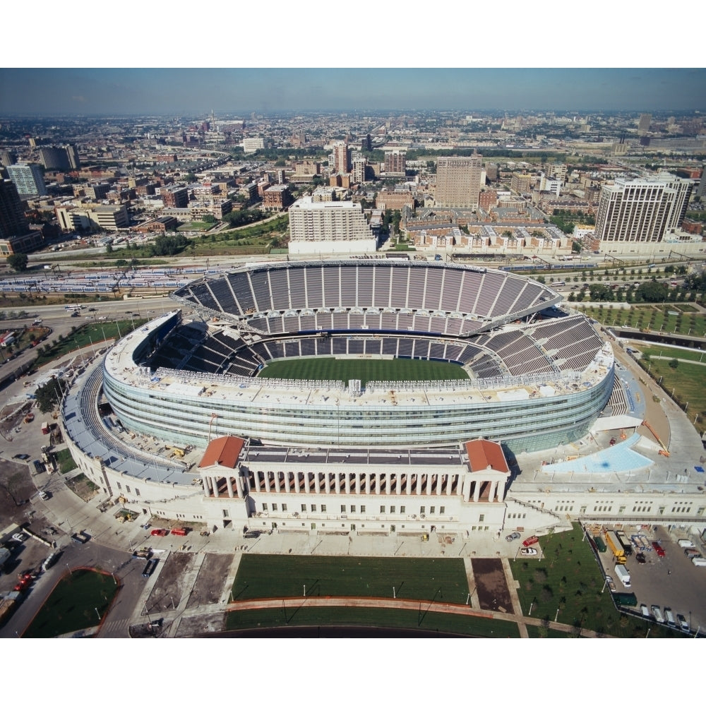 Aerial view of a stadium Soldier Field Chicago Illinois USA Poster Print (28 x 22) Image 1