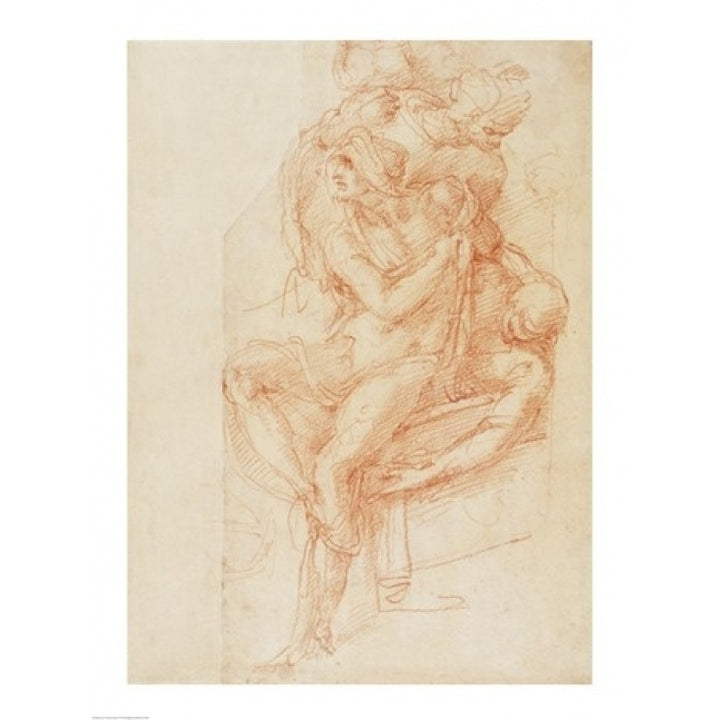 Study of Lazarus and two Attendant Figure Poster Print by Michelangelo Buonarroti Image 1