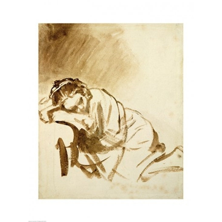 A Young Woman Sleeping Poster Print by Rembrandt van Rijn Image 1