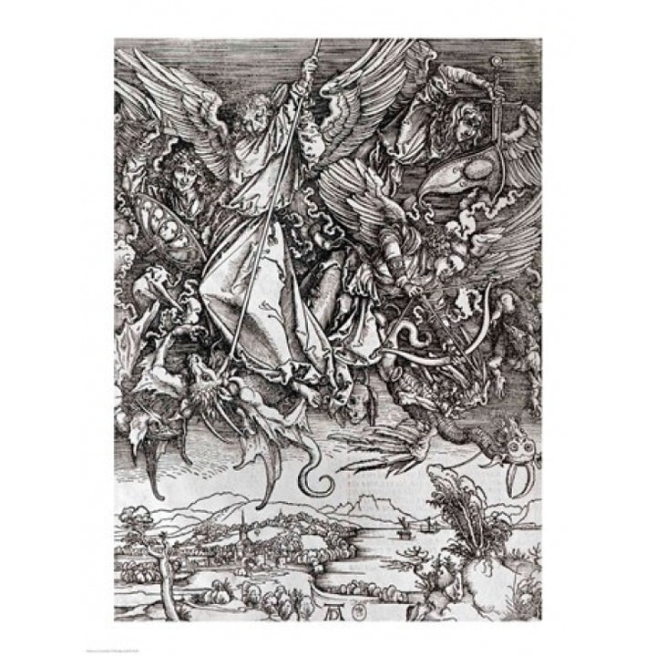 St. Michael and the Dragon from a Latin edition 1511 Poster Print by Albrecht Durer Image 1