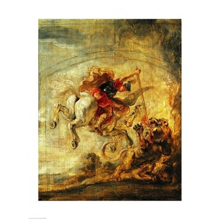 Bellerophon Riding Pegasus Fighting the Chimaera Poster Print by Peter Paul Rubens Image 1