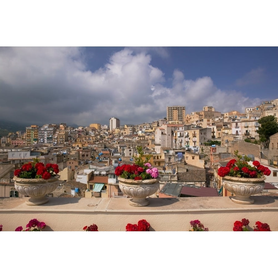 Potted plants on the ledge of a balcony Termini Imerese Palermo Sicily Italy Poster Print (36 x 12) Image 1