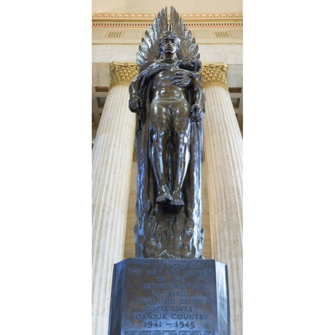 Low angle view of a war memorial statue at a railroad station 30th Street Station Philadelphia Pennsylvania USA 30 x 14 Image 1