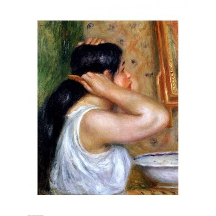 Girl Combing her Hair 1907 Poster Print by Pierre-Auguste Renoir Image 1