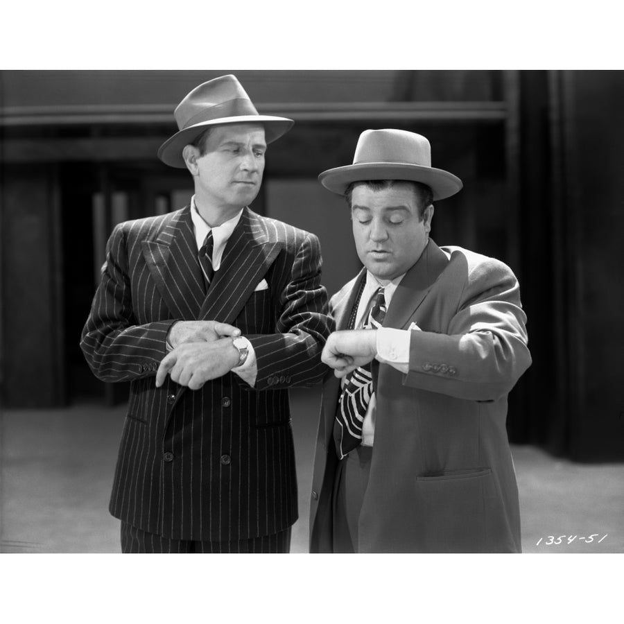 Abbott and Costello in Suit and Hat Looking at the Time Photo Print Image 1