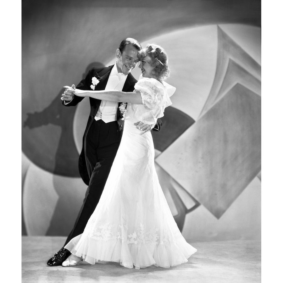 Fred Astaire and Ginger Rogers Ballroom Dancing on Stage in White Dress and Black Suit Photo Print Image 1