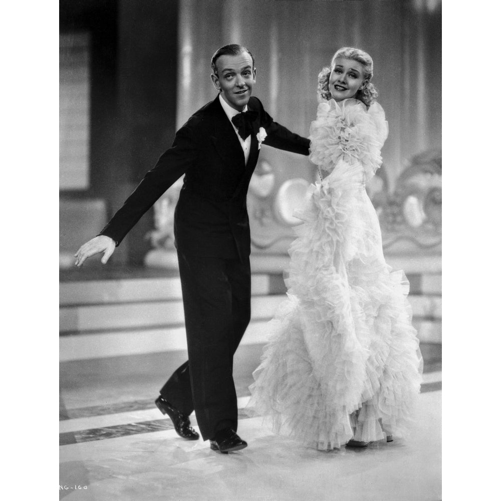 Fred Astaire and Ginger Rogers in Black Tuxedo and Furry Dress Photo Print Image 1