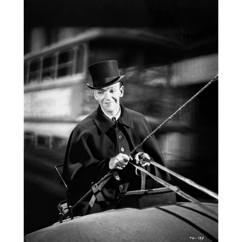 Fred Astaire Riding on Carriage in Black and White Photo Print Image 1