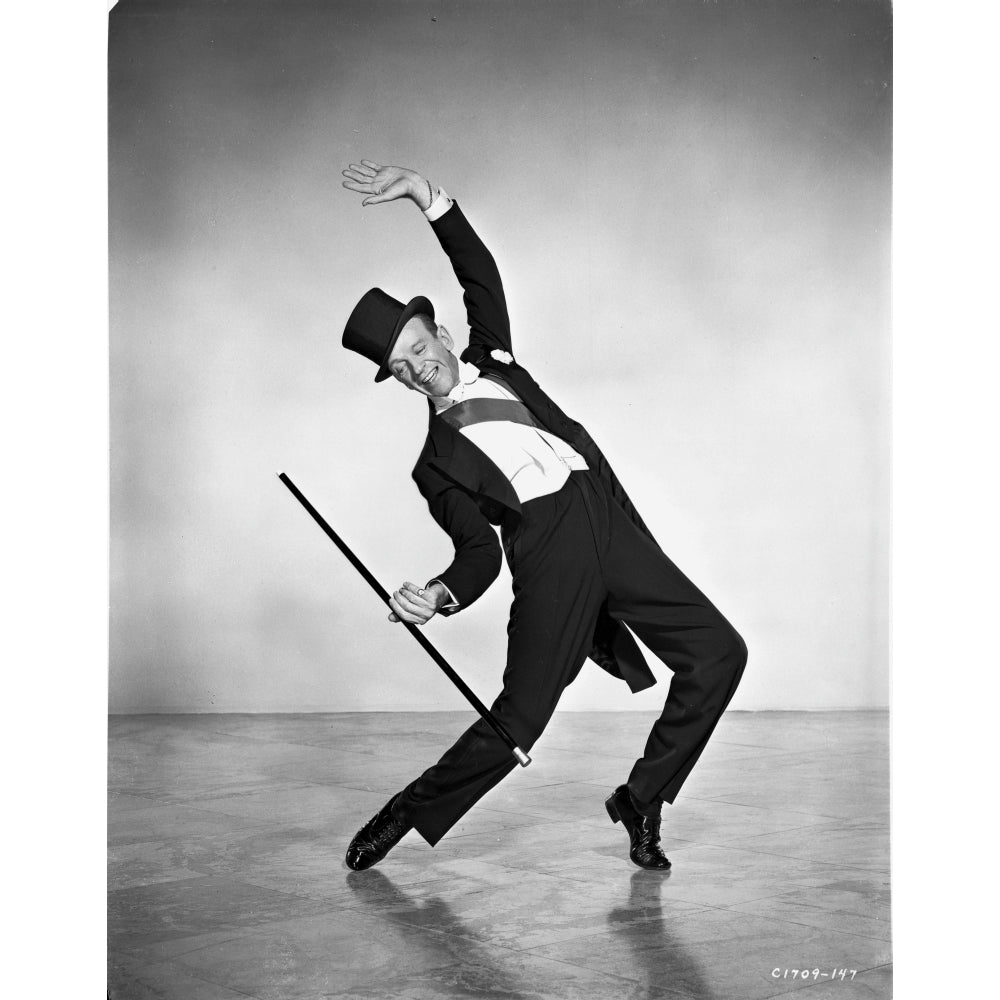 Fred Astaire dancing with a cane and wearing a top hat Photo Print Image 1