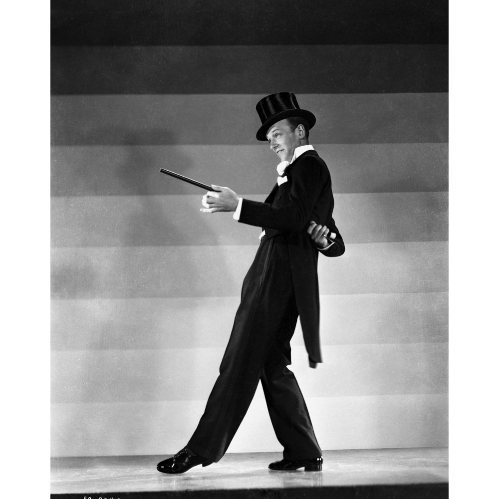 Fred Astaire Dancing in Top Hat Black and White Photo Print Image 1