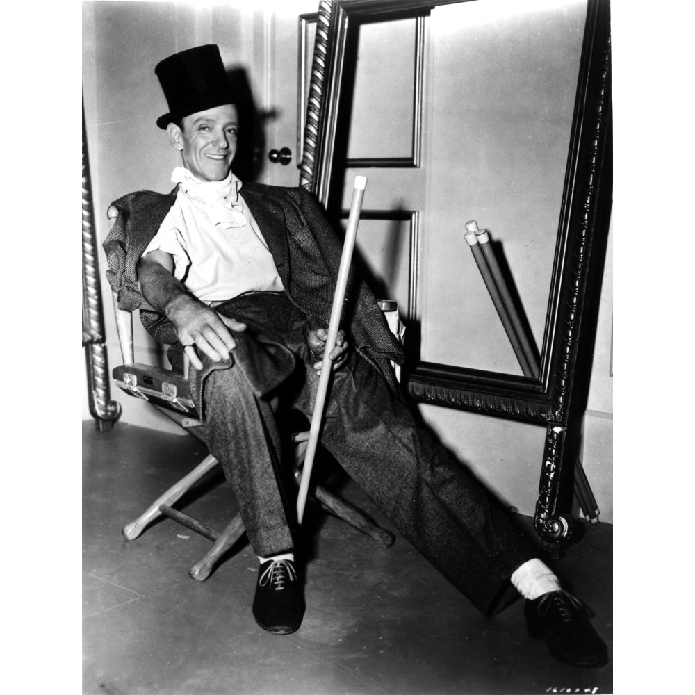 Fred Astaire Seated on Chair in Black and White Portrait Photo Print Image 1