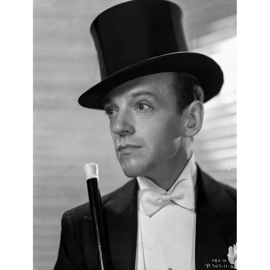 Fred Astaire Posed in Suit with Top Hat Black and White Photo Print Image 1