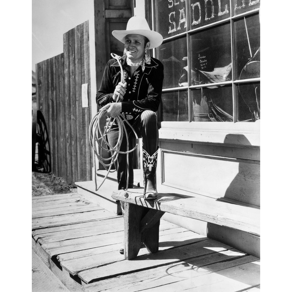 Gene Autry Posed with Rope on his Shoulder Photo Print Image 1