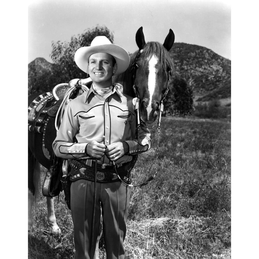 Gene Autry with a cowboy hat and horse Photo Print Image 1