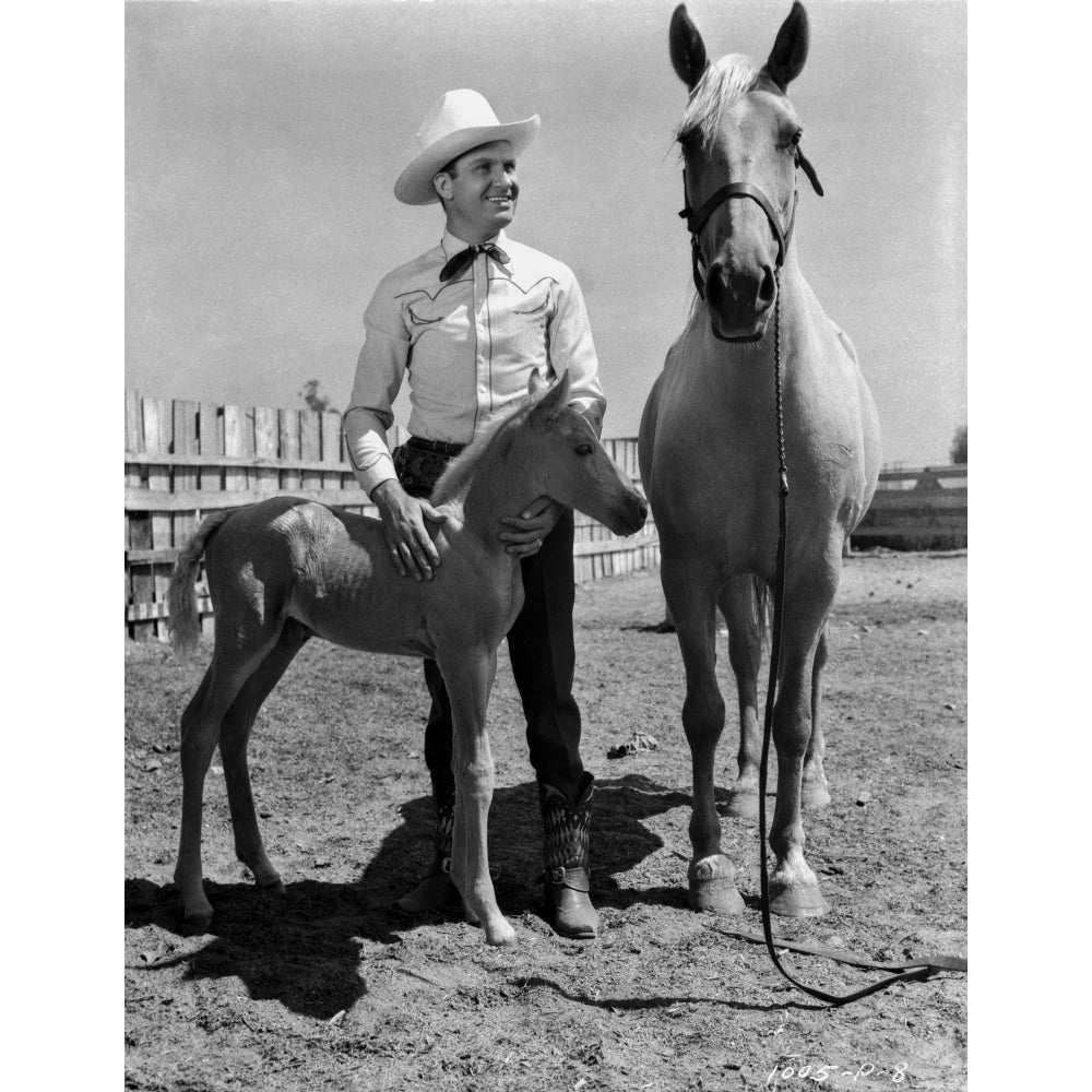 Gene Autry smiling with a Horse and Pony Photo Print Image 1